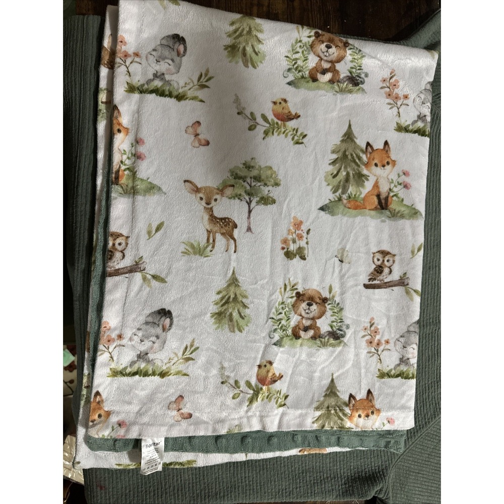 Baby Minky Blanket Double Layer Soft Woodland Animal Throw 30 x 40 Inch